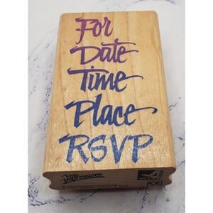 Rubber Stampede Posh Impressions Party Planner RSVP Wood Mounted Rubber Stamp